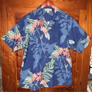 Tommy Bahama Men's Silk Button Up Floral Hawaiian Shirt Island Beachy Tropical